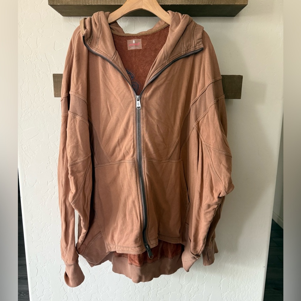 Free People Tan Hoodie with Graphic Detail - Picture 7 of 14